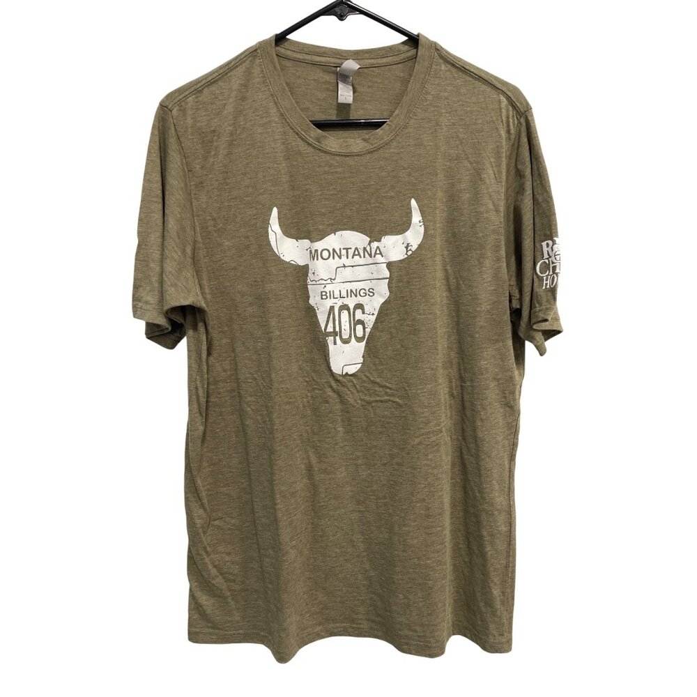 Next Level Apparel Montana Billings 406 Graphic T Shirt Unisex Large Bull Horns